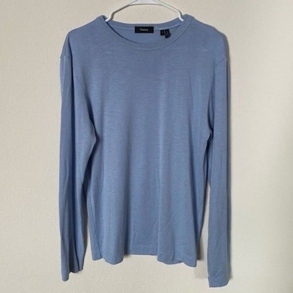 Theory Women Light Blue Long Sleeves Sweatshirt Size Small